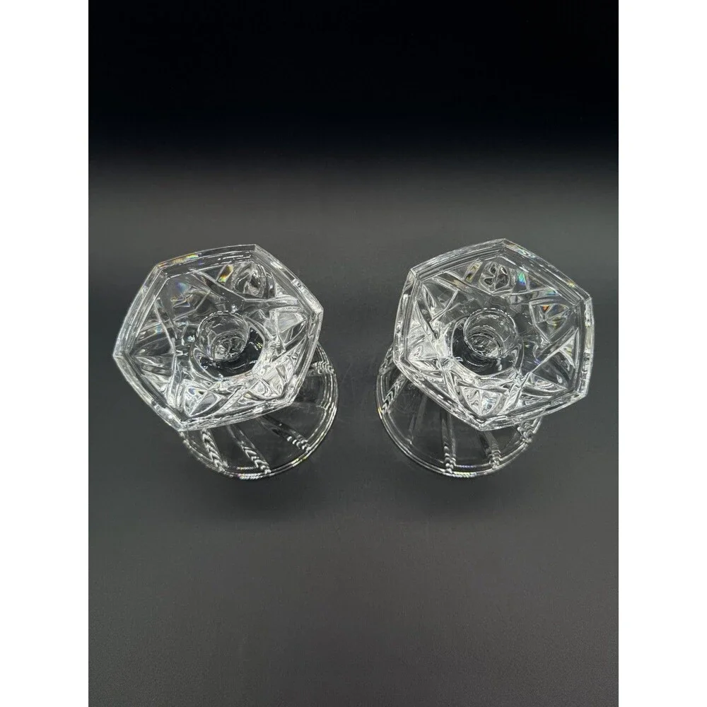 *2* VTG Marquis by Waterford Amway Diamond Collection Reversible Candle Holders